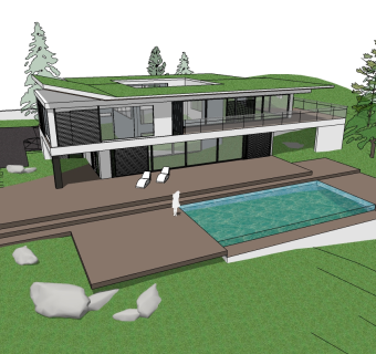 现在简约别墅草图大师模型，别墅skp模型下载