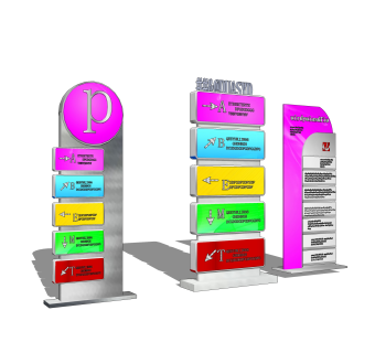 现代创意指示牌草图大师模型，指示牌su模型下载