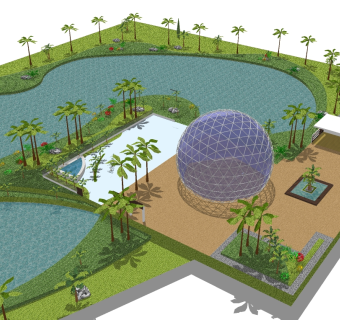 现代公园景观草图大师模型，公园sketchup模型免费下载