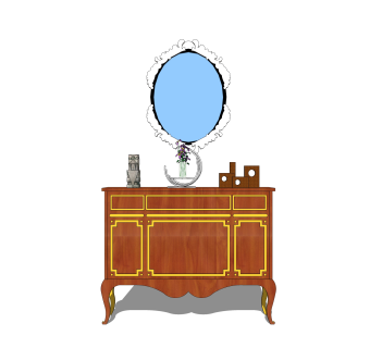 欧式边柜草图大师模型，边柜SKP模型