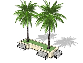 现代异形树池skb模型分享，树池坐椅sketchup模型下载