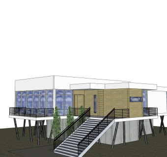 现代独栋别墅草图大师模型下载，独栋别墅sketchup模型