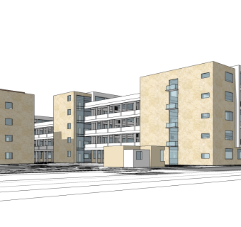 现代办公楼草图大师模型，办公楼sketchup模型免费下载