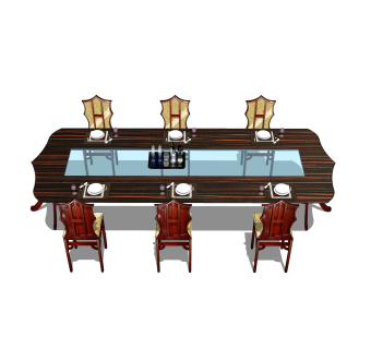 法式餐桌椅草图大师模型，餐桌椅skb文件下载