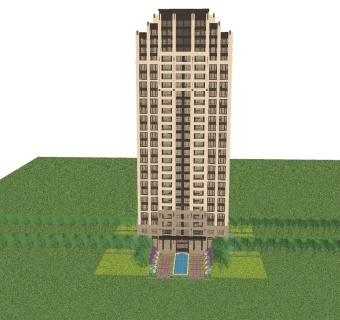 新古典高层住宅楼草图大师模型，住宅楼su模型下载