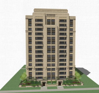 新中式住宅楼外观草图大师模型，住宅楼外观sketchup模型免费下载
