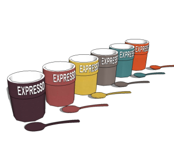 现代咖啡杯草图大师模型，餐具sketchup模型下载