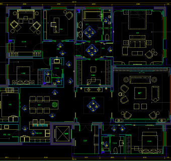 样板间设计cad施工图下载、样板间设计dwg文件下载