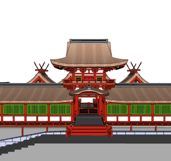 日式古建筑草图大师模型下载、日式古建筑su模型下载