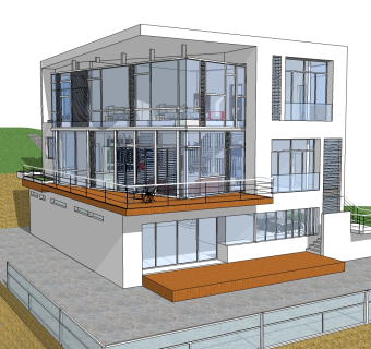 现代风格别墅草图大师模型，别墅SU模型下载
