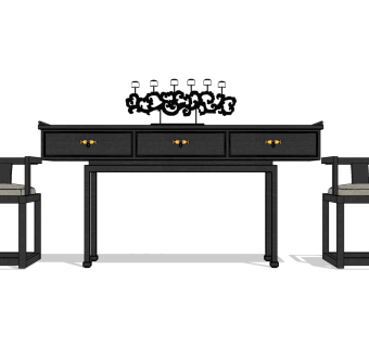  现代新中式端景条案草图大师模型，端景条案sketchup模型下载