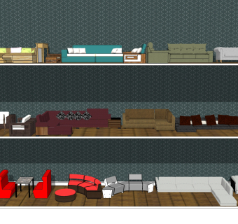 现代沙发组合su模型，沙发组合sketchup模型下载