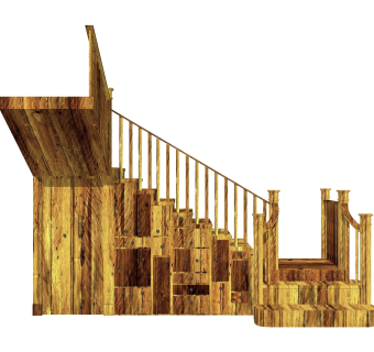 现代实木三跑楼梯草图大师模型，实木三跑楼梯sketchup模型免费下载