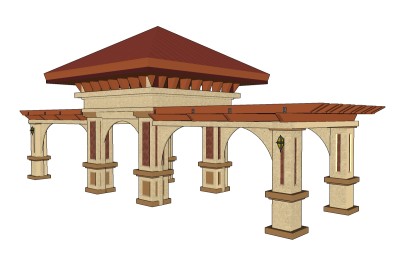 欧式景观廊架草图大师模型，景观廊架sketchup模型下载
