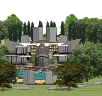 欧式别墅SU模型，别墅SKP模型下载