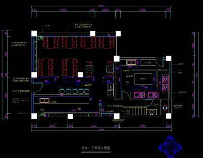  二层西餐烧烤吧CAD装修图， 二层西餐烧烤吧CAD施工图下载