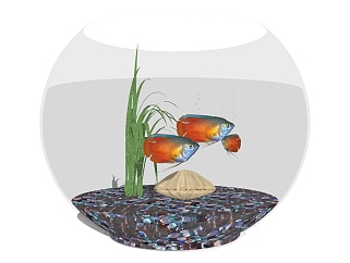 现代<em>玻璃鱼缸</em>草图大师模型，鱼缸sketchup模型下载
