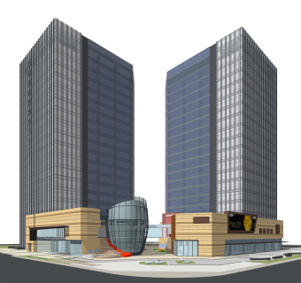 现代高层办公楼草图大师模型，高层办公楼sketchup模型免费下载