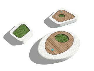 现代种植池<em>座椅</em>skb模型分享，<em>树池</em>坐椅su模型下载