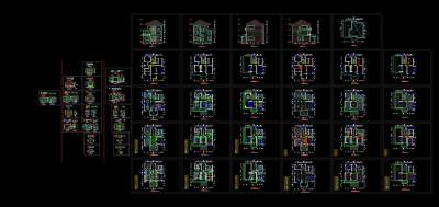 三层别墅建筑结构电气全套施工图CAD图纸