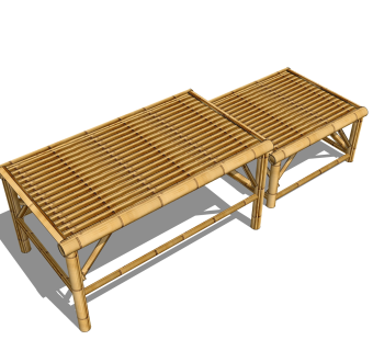 现代凳子草图大师模型，竹制凳子su模型下载