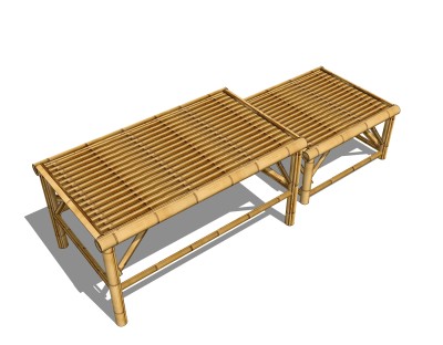 现代凳子草图大师模型，竹制凳子su模型下载