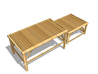 现代凳子草图大师模型，竹制凳子su模型下载