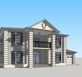 欧式独栋别墅草图大师模型下载，别墅sketchup模型分享