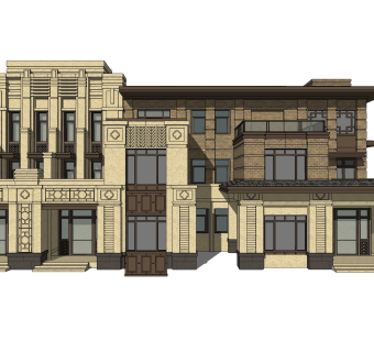 欧式联排别墅SU模型，联排别墅SKP模型下载