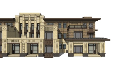欧式联排别墅SU模型，联排别墅SKP模型下载