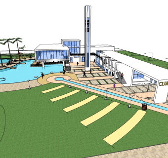 新中式会所建筑草图大师模型，sketchup模型免费下载