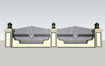 欧式围墙栏杆草图大师模型，围墙栏杆sketchup模型skp文件下载