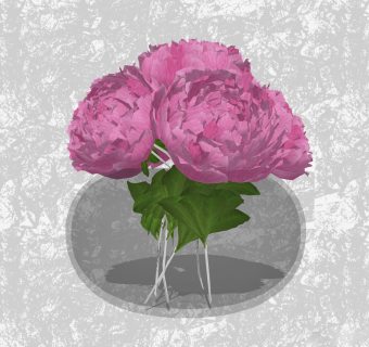 牡丹插花艺草图大师模型，花瓶插花艺术装饰sketchup模型下载
