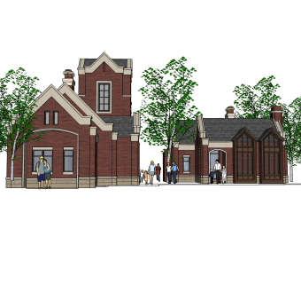 欧式别墅草图大师模型免费下载，sketchup别墅外观su模型分享