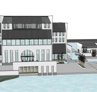 新中式建筑会所模型，sketchup模型免费下载