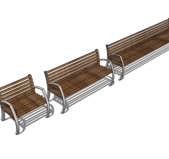 条形座椅skb模型分享，公园椅sketchup模型免费下载
