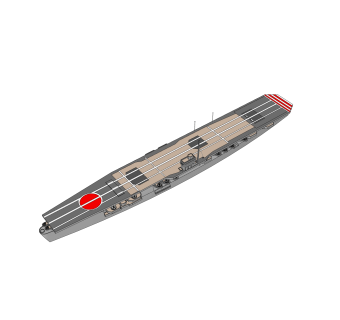 现代日本飞龙号航空母舰sketchup模型下载，航空母舰草图大师模型