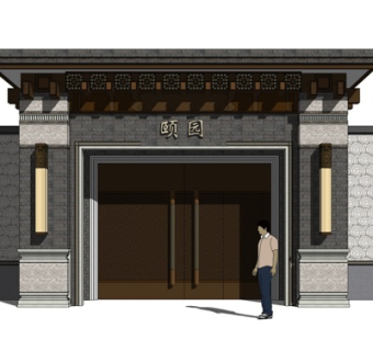 精品中式大门su模型集下载