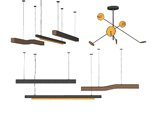 现代吊灯组合草图大师模型，吊灯sketchup模型下载