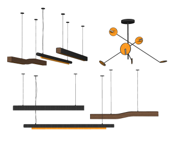 现代吊灯组合草图大师模型，吊灯sketchup模型下载