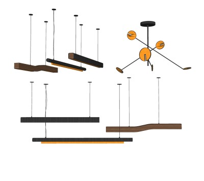 现代吊灯组合草图大师模型，吊灯sketchup模型下载