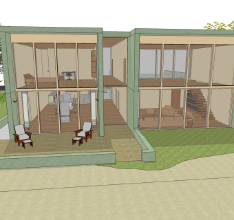 现代滨水别墅su模型，独栋别墅skb文件下载