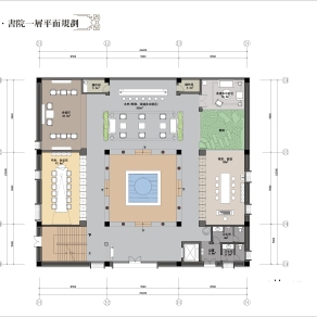 中式书院施工图，学校CAD图纸下载