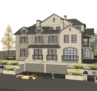 欧式别墅外观草图大师模型，SU模型免费下载