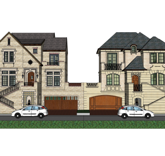 欧式别墅SU模型，别墅SKP模型下载