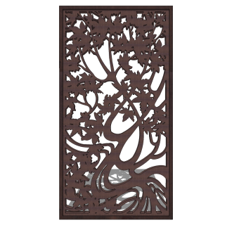 现代树叶图案锈板草图大师模型，锈板su模型下载