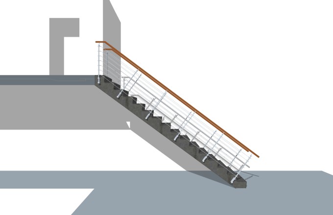 现代钢结构单跑楼梯草图大师模型，钢结构单跑楼梯sketchup模型免费下载