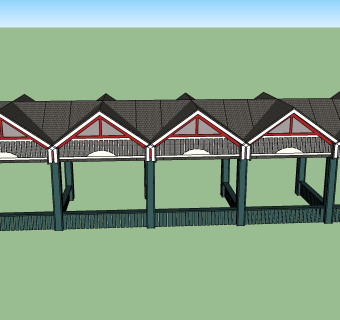 景观廊亭SU模型下载，廊亭草图大师模型