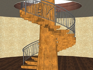 现代螺旋楼梯免费su模型，楼梯skb文件下载