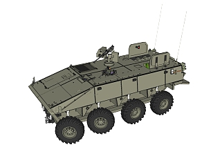 现代vbci轮式步兵战车草图大师模型，装甲车su模型下载